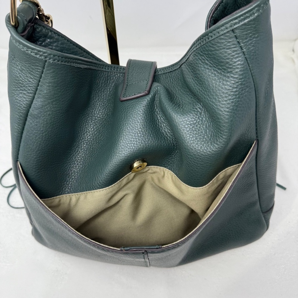 Gilli Genuine Leather Fringe Shoulder Bag – Green Hobo Tote with Tassel Detail - Picture 13 of 16